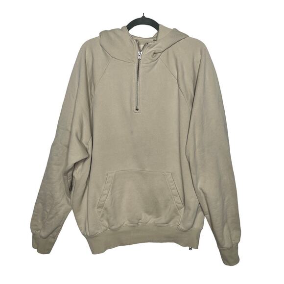 Fear of God Essentials Mens M OVERSIZED Pullover Hoodie Sweatshirt Half Zip Tan - Picture 1 of 9